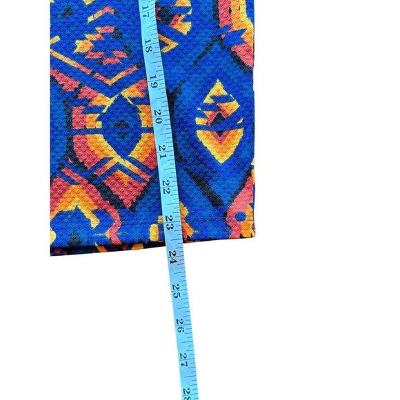 LuLaRoe Cassie Pencil Skirt In A Blue, Red, & Orange Aztec Print, size S - Picture 5 of 7